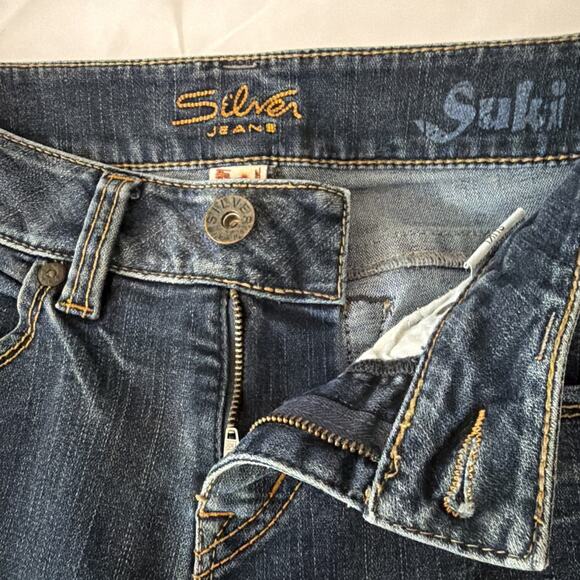 Silver Jeans Co Women 28 x 26 Suki Mid Rise Skinny Jeans Dark Wash Stretch Denim - Picture 8 of 11